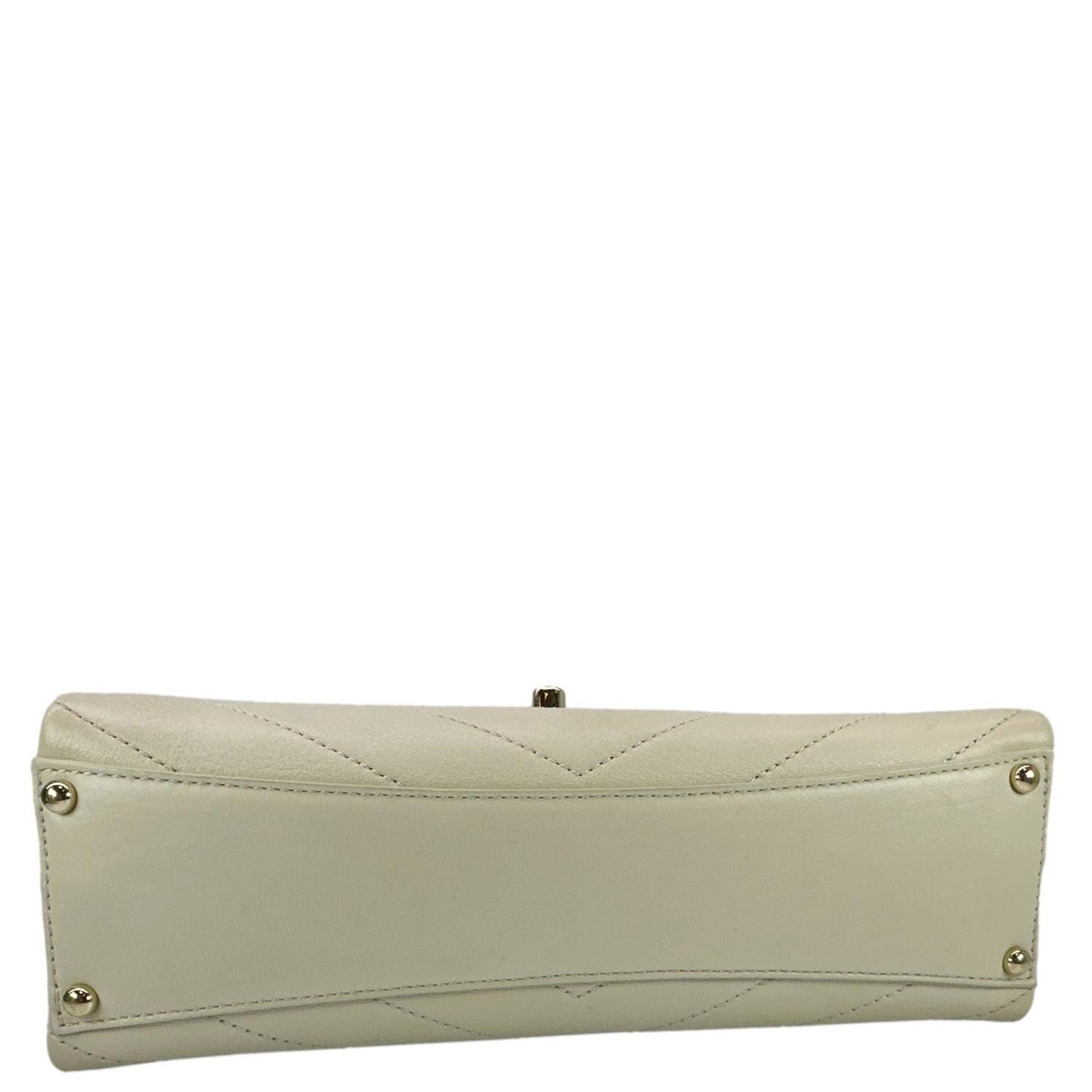 CHANEL Coco Flap Chevron Stitched Leather Shoulder Bag Beige