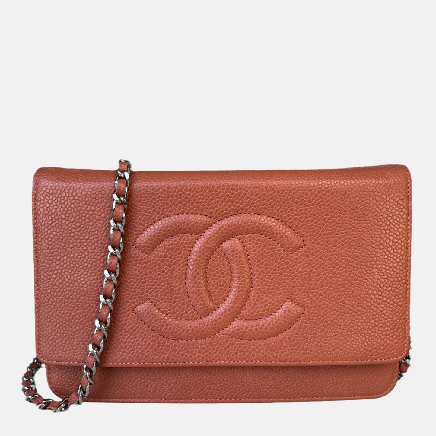 Chanel Wallet on Chain WOC Double CC Orange Caviar Leather