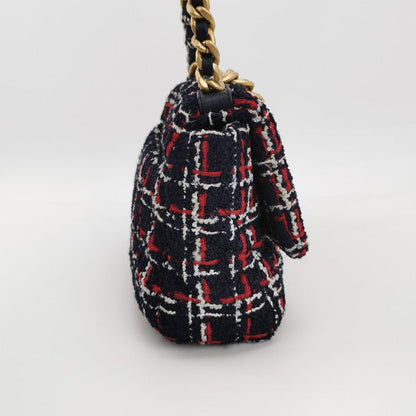 Chanel 19 Bag 2021 Small Tricolor Black Checkered Tweed Bag