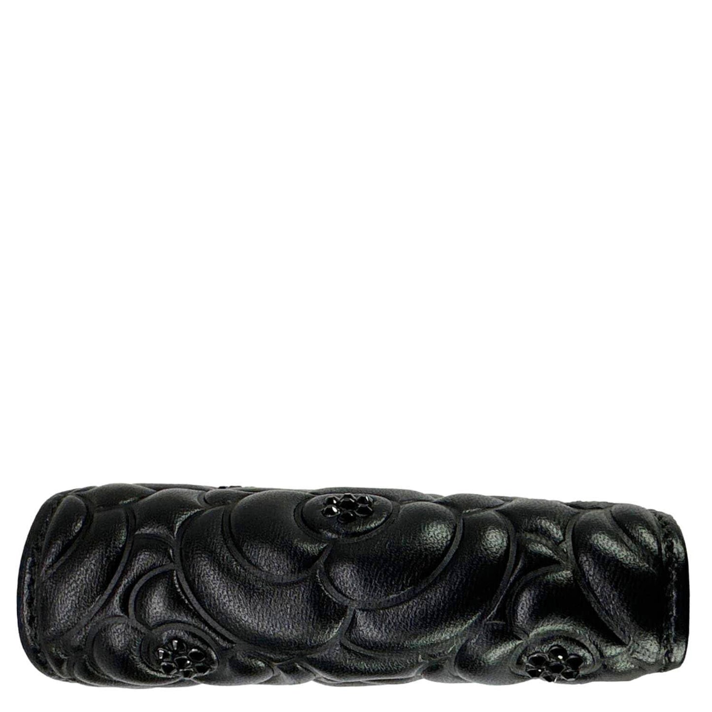 CHANEL Camellia Embossed Lambskin Leather Wallet Black
