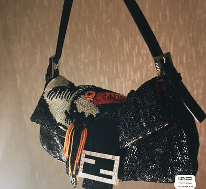 FENDI Baguette Tucano Black Glitter 15th Anniversary special edition collector piece RARE