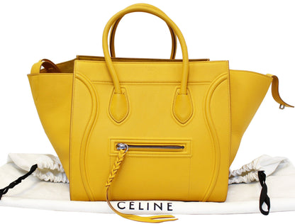 Celine Yellow Leather Medium Phantom Luggage Tote Bag