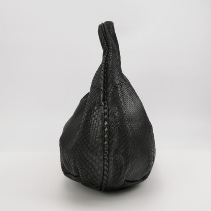 Bottega Veneta Belly Hobo Snake-Skin Leather Black 50cm