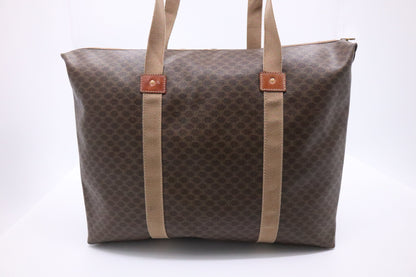 Celine Travel Tote in Triomphe Macadam Brown Coated Canvas