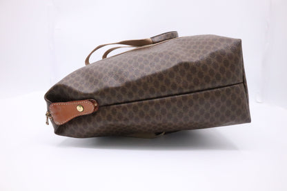 Celine Travel Tote in Triomphe Macadam Brown Coated Canvas