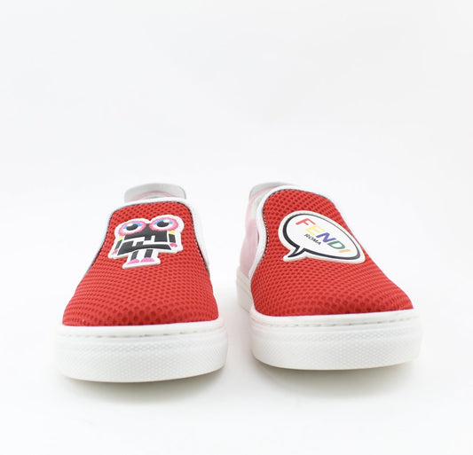 FENDI KIDS PATCH-APPLIQUÉD SLIP-ON SNEAKERS