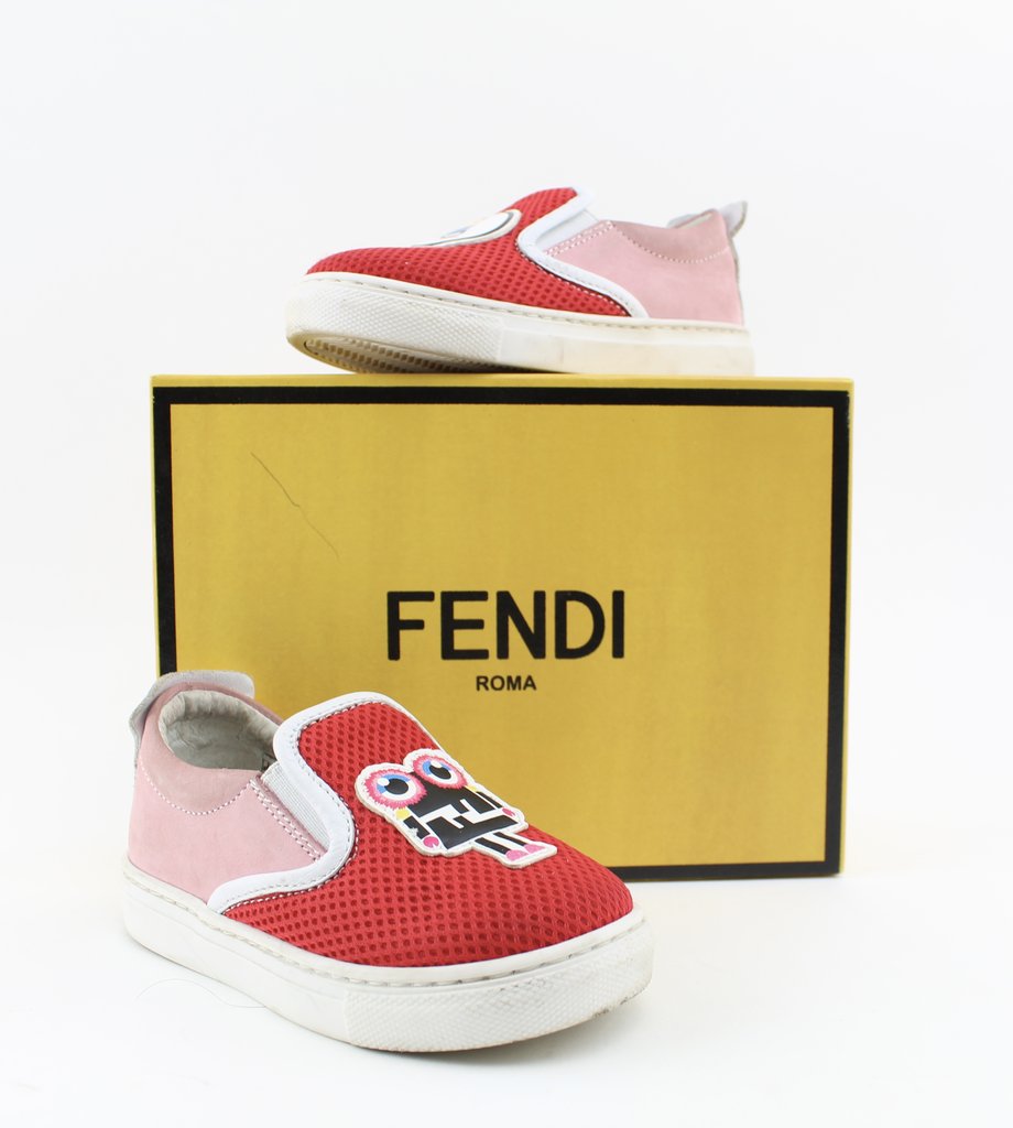 FENDI KIDS PATCH-APPLIQUÉD SLIP-ON SNEAKERS
