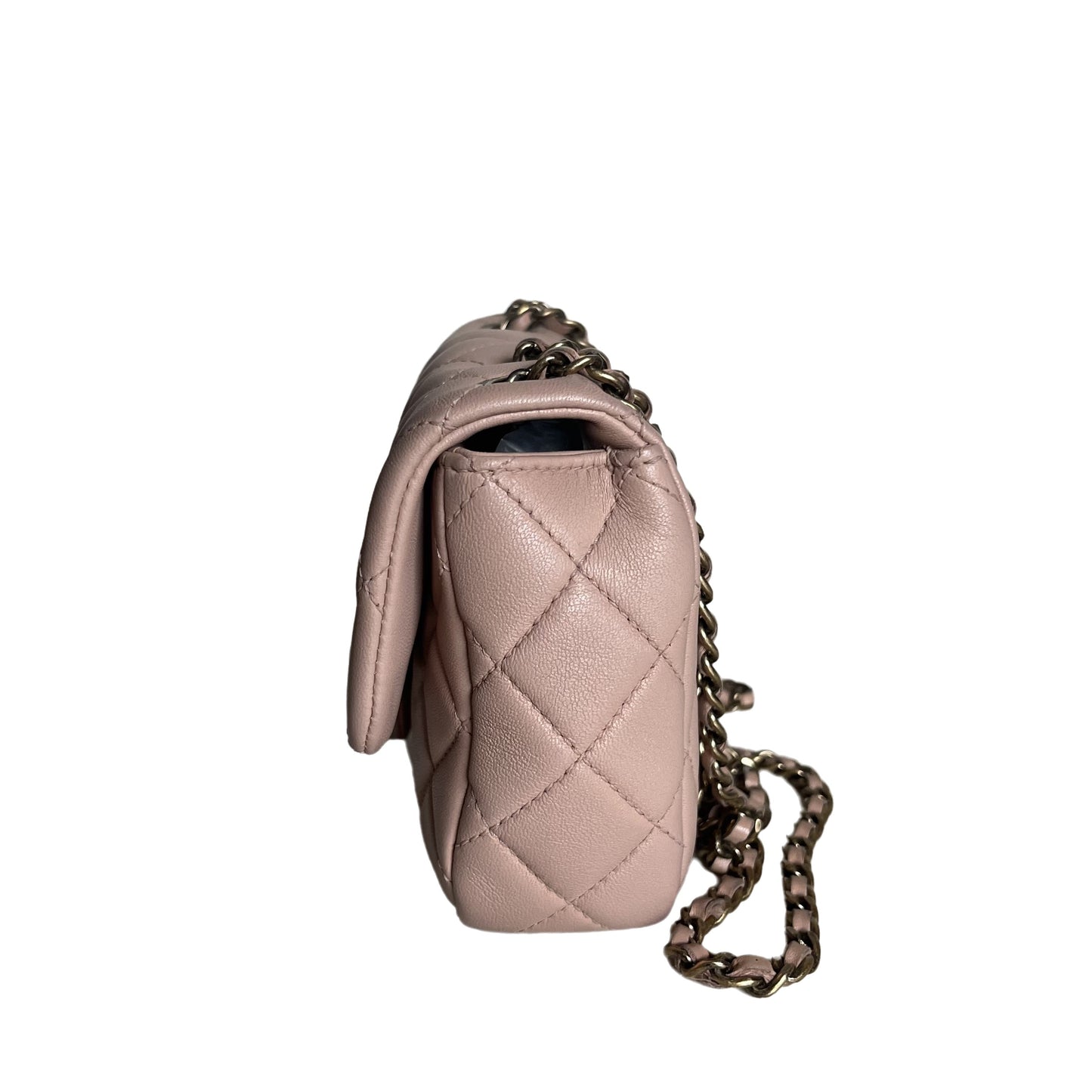 Chanel Classic Flap 2014-2015 Beige Lambskin Leather Mini Crossbody Bag