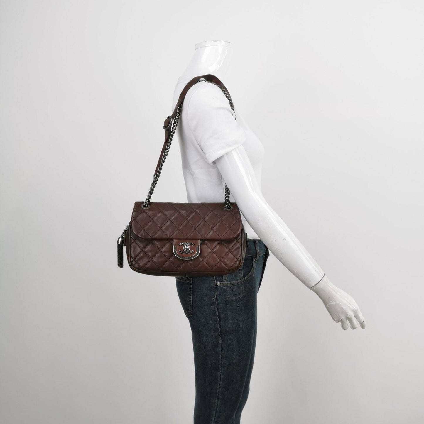 Chanel 2013 Paris-Edinburgh Medium Burgundy Flap Shoulder Bag