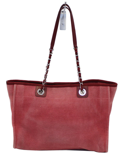 CHANEL Hot Pink Canvas Deauville Medium Tote Bag