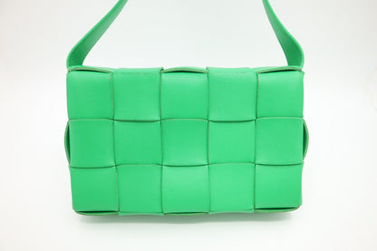 Bottega Veneta Cassette in Green Intrecciato Leather