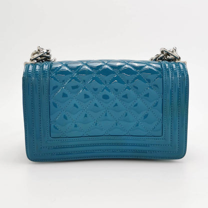 Chanel Le Boy 2014 Small Blue Patent Leather Bag
