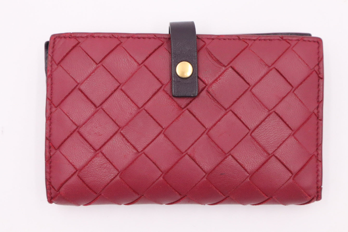 Bottega Veneta Wallet in Burgundy Intrecciato Leather