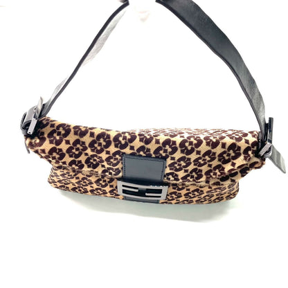 Fendi Baguette Vintage Ponyhair Double Flap Shoulder Bag