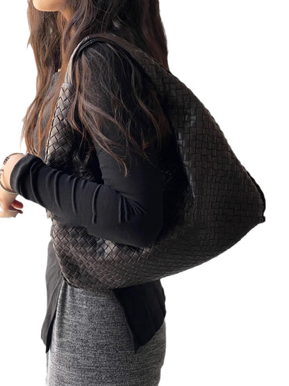 Bottega Veneta Hobo Bag Large Dark Brown Lambskin leather