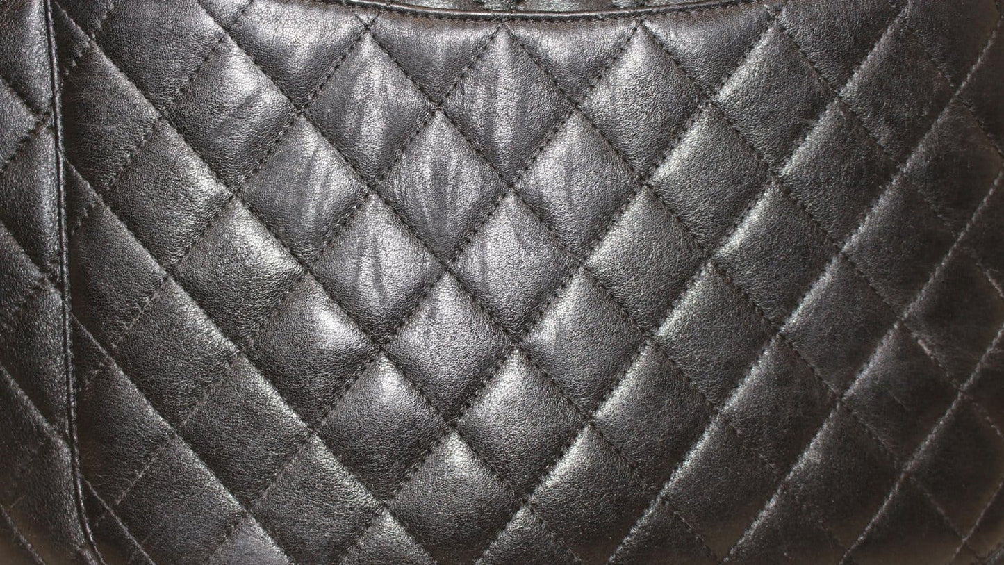 CHANEL Black CalfSkin Leather Large Cambon Tote Bag