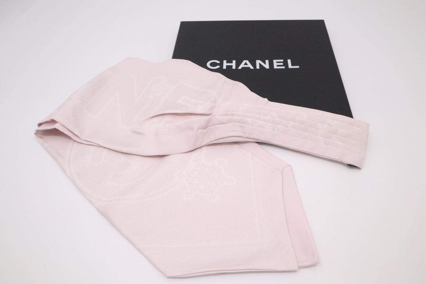 Chanel 'Snowflakes and Stars' Scarf Tie in Pink Silk