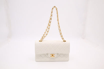 Chanel Small Double Flap in White MattelassÃ© Leather