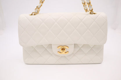 Chanel Small Double Flap in White MattelassÃ© Leather