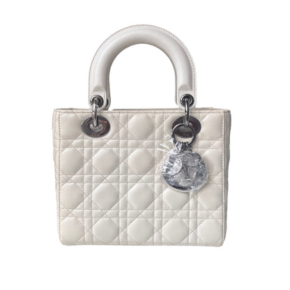 Lady Dior Small My Abcdior White Ecru Lambskin Cannage Leather