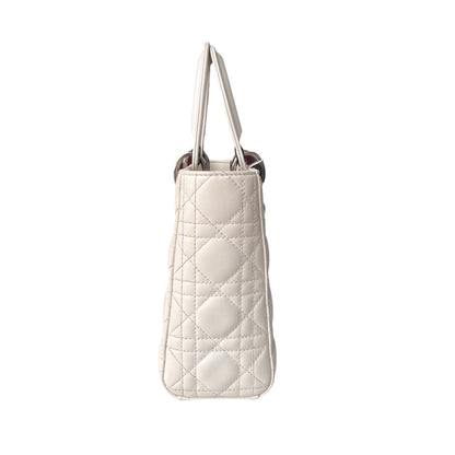 Lady Dior Small My Abcdior White Ecru Lambskin Cannage Leather