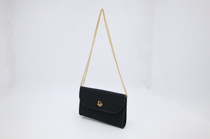 Dior Trotter Chain Shoulder Bag in Black Canvas