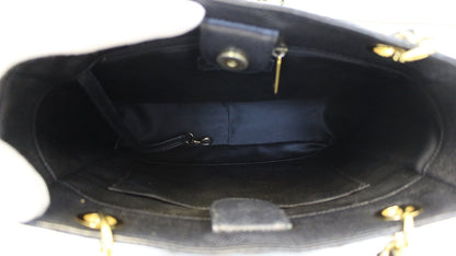 CHANEL Black Caviar Leather Petite Shopping Tote Bag
