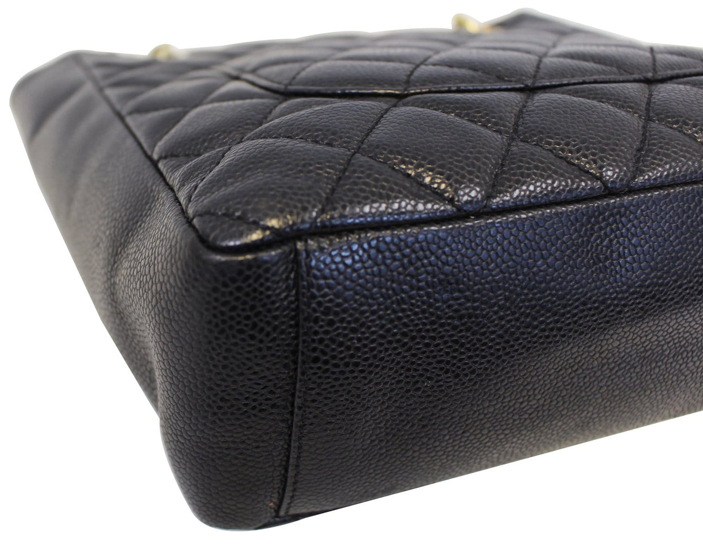 CHANEL Black Caviar Leather Petite Shopping Tote Bag