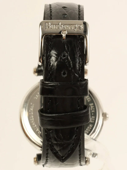 Luxury Burberry Round Logo Face Watch Silver/Black
