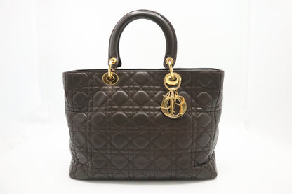 Dior Lady Dior Medium in Brown Cannage Leather