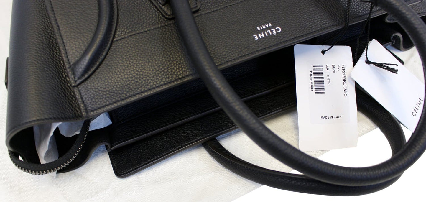 CELINE Drummed Leather Mini Luggage Tote Bag