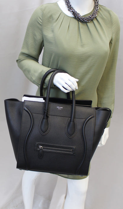 CELINE Drummed Leather Mini Luggage Tote Bag