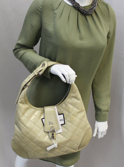 BURBERRY Quilted Patent Leather Brooke Hobo Handbag - Last Call