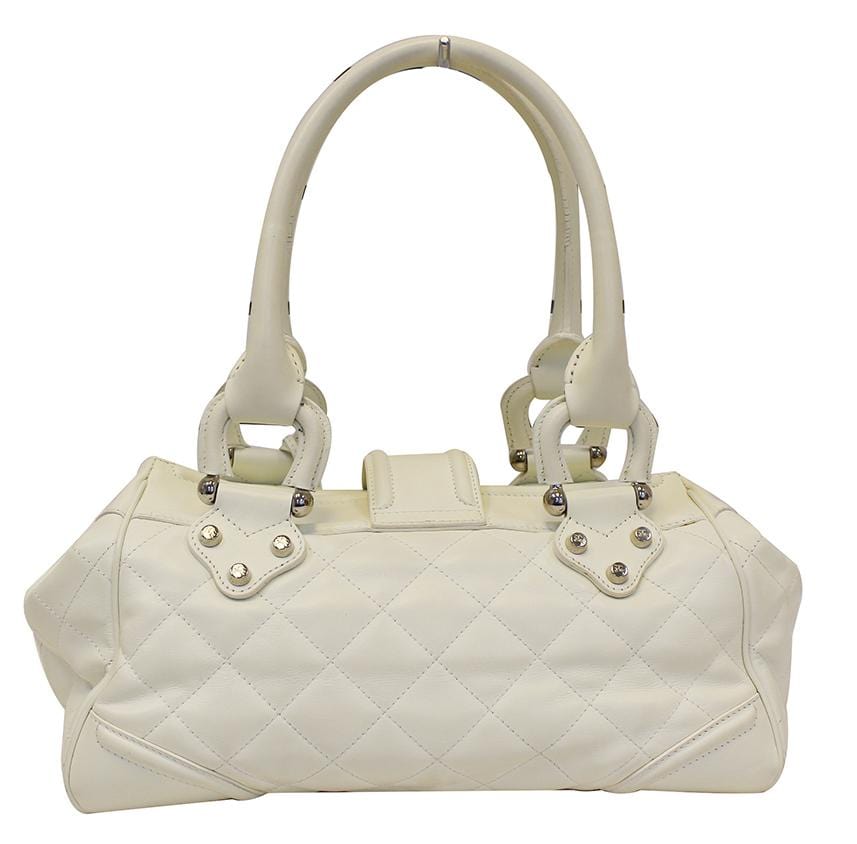 BURBERRY White Quilted Leather Montgomery Satchel Shoulder Bag - Last Call