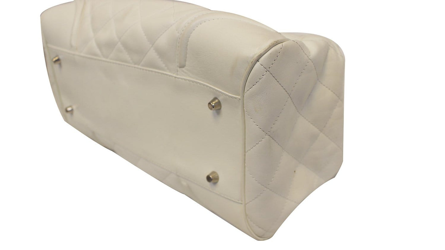 BURBERRY White Quilted Leather Montgomery Satchel Shoulder Bag - Last Call