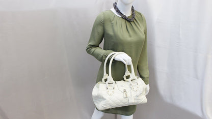 BURBERRY White Quilted Leather Montgomery Satchel Shoulder Bag - Last Call