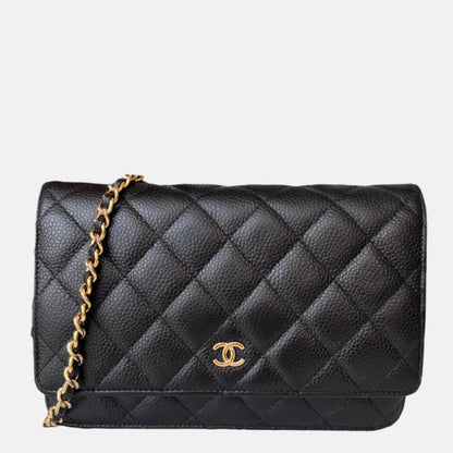 Chanel Wallet on Chain WOC Black Caviar Leather with Gold hardware