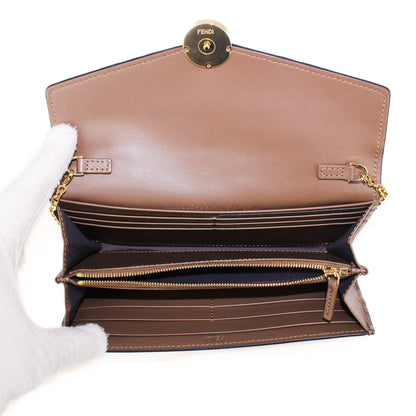 Fendi Continental Wallet with Chain in Brown Leather