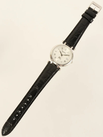 Luxury Burberry Round Logo Face Watch Silver/Black