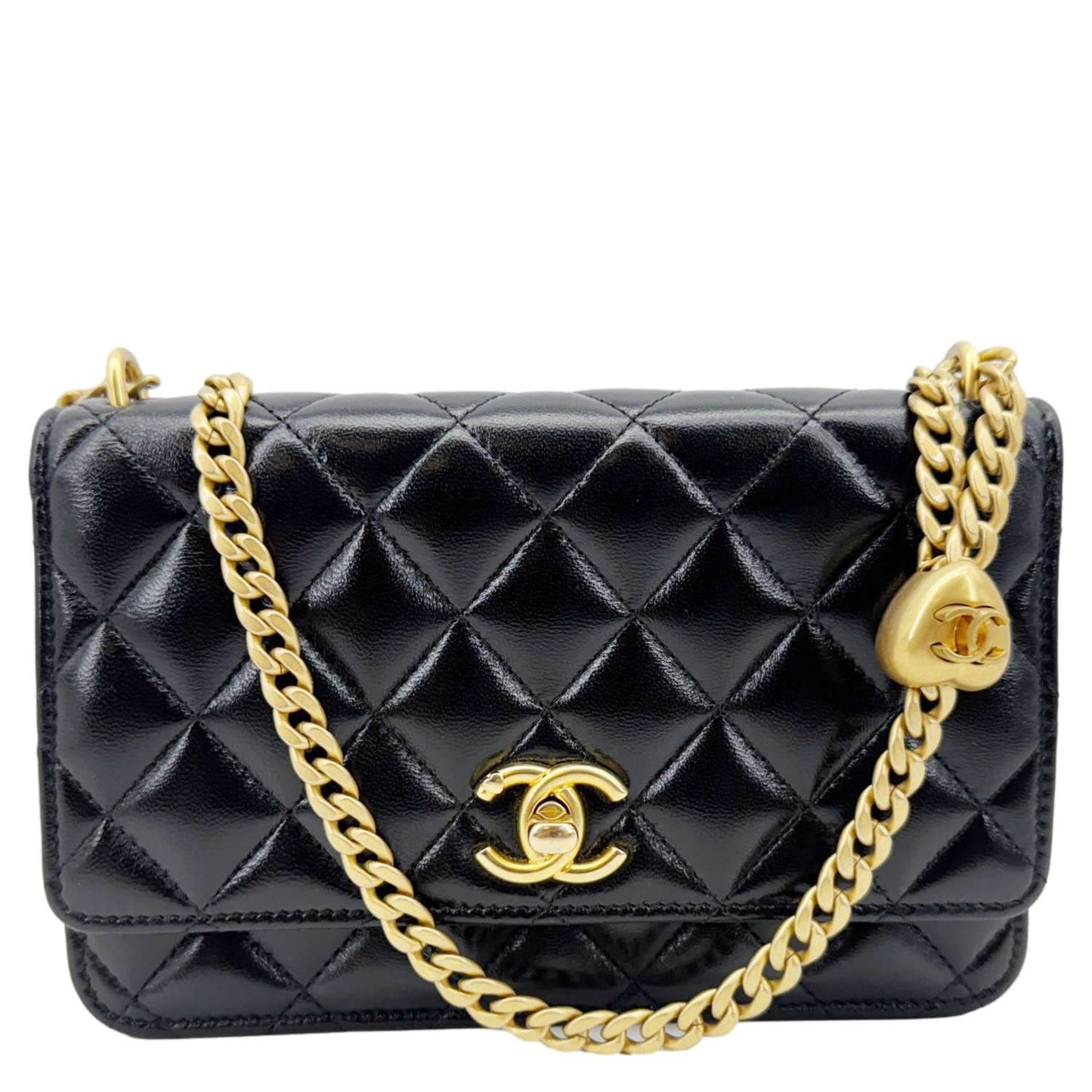 CHANEL Pillow Crush Quilted Lambskin Leather WOC Crossbody Bag Black