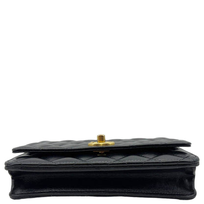 CHANEL Pillow Crush Quilted Lambskin Leather WOC Crossbody Bag Black