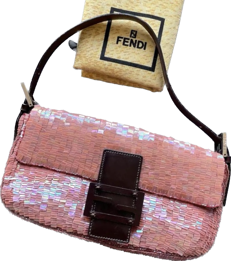 Fendi Baguette Glitter Pink square sequins