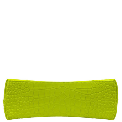 BALENCIAGA Downtown Small Calfskin Leather Chain Shoulder Bag Neon Yellow