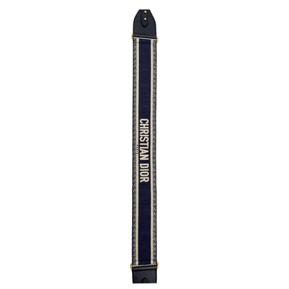 CHRISTIAN DIOR Embroidered Canvas Shoulder Strap Navy Blue