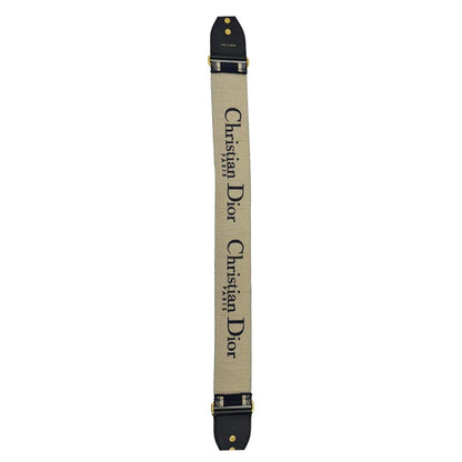 CHRISTIAN DIOR Embroidered Canvas Shoulder Strap Navy Blue