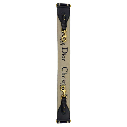 CHRISTIAN DIOR Embroidered Canvas Shoulder Strap Navy Blue