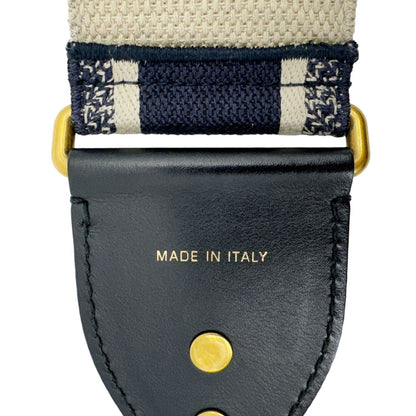 CHRISTIAN DIOR Embroidered Canvas Shoulder Strap Navy Blue