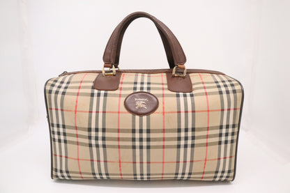 Burberry Boston Bag in Brown Checked Canvas