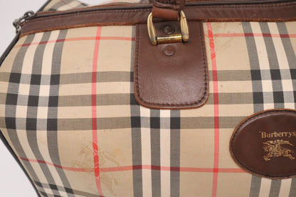 Burberry Boston Bag in Brown Checked Canvas