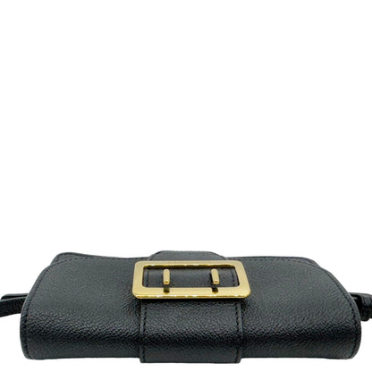BURBERRY Buckle Small Grainy Calfskin Leather Chain Crossbody Bag Black